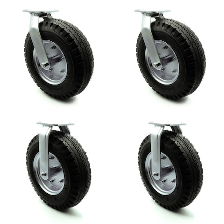 Service Caster 12 Inch Black Pneumatic Wheel Caster Swivel 2 Rigid, 2PK SCC-100S3506-PNB-2-R3506-2